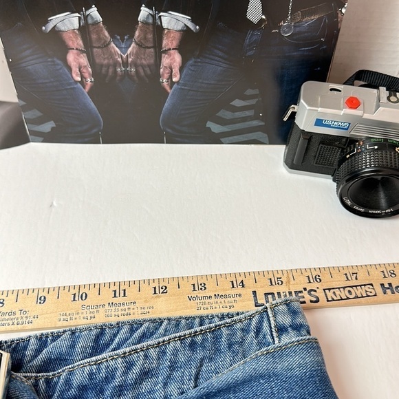 Dolls Kill Momokrom high waisted denim with frayed hem and silver buckle belt. - Picture 13 of 14